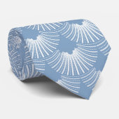 Weiß & Blau Art-Deko Geometrisches Muster Krawatte (Gerollt)