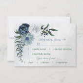 Weiß & blau blühende Pflanzen Hochzeitsmahlzeit Wa RSVP Karte (Vorderseite)