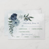 Weiß & blau blühende Pflanzen Hochzeitsmahlzeit Wa RSVP Karte (Vorne/Hinten)