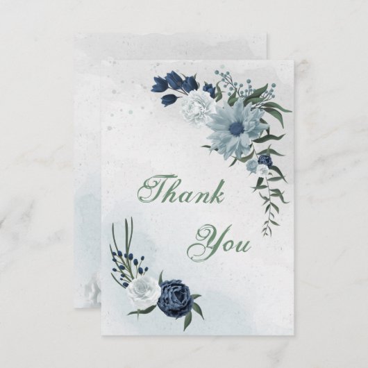 Weiß & Blau Dankeskarte (Vorne/Hinten)
