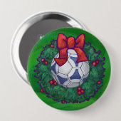 Weiß, blau gefeierter Fußball auf Grün Button (Vorne & Hinten)