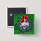 Weiß, blau gefeierter Fußball auf Grün Button (Vorne & Hinten)