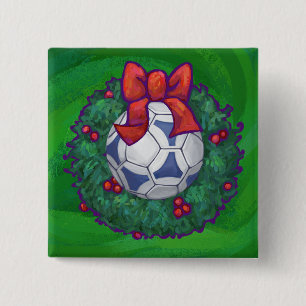 Weiß, blau gefeierter Fußball auf Grün Button