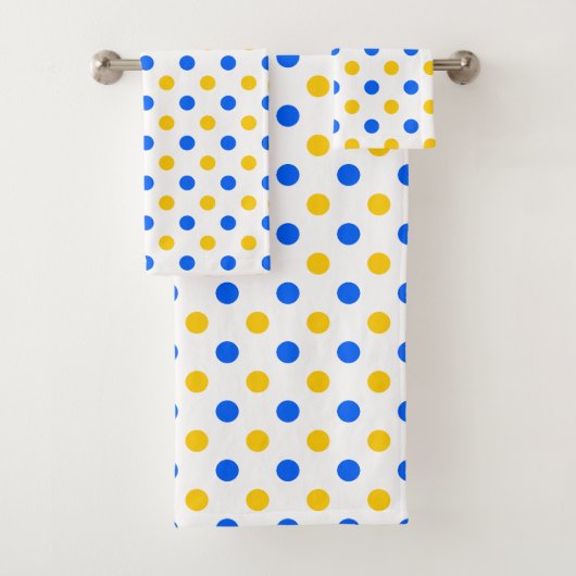 Weiß Blau Gelb Punkte Design Badhandtuch Set (Insitu)