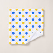 Weiß Blau Gelb Punkte Design Badhandtuch Set (Waschlappen)