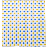 Weiß Blau Gelb Punkte Design Duschvorhang (Vorderseite)