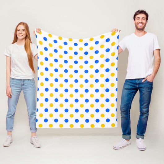 Weiß Blau Gelb Punkte Design  Fleecedecke (Beispiel)