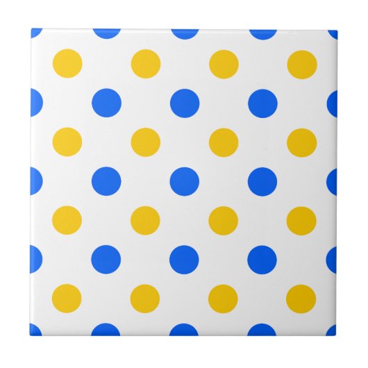 Weiß Blau Gelb Punkte Design  Fliese (Vorderseite)