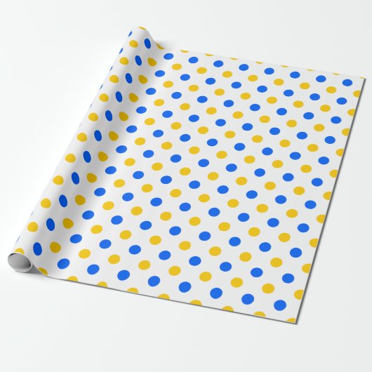 Weiß Blau Gelb Punkte Design Geschenkpapier (Ungerollt)