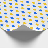 Weiß Blau Gelb Punkte Design Geschenkpapier (Ecke)