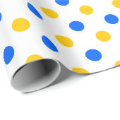 Weiß Blau Gelb Punkte Design Geschenkpapier (Rolleneckpunkt)