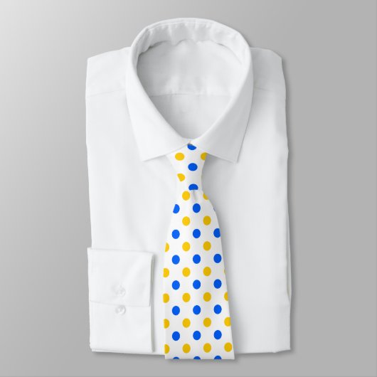 Weiß Blau Gelb Punkte Design  Krawatte (Gebunden)