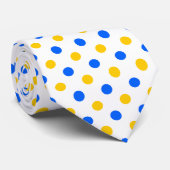 Weiß Blau Gelb Punkte Design  Krawatte (Gerollt)