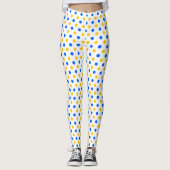 Weiß Blau Gelb Punkte Design Leggings (Vorderseite)