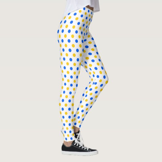 Weiß Blau Gelb Punkte Design Leggings (Rechts)