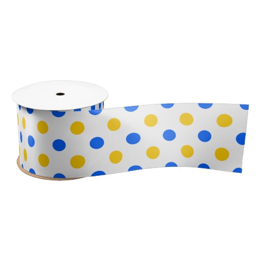 Weiß Blau Gelb Punkte Design Satinband (Spule)