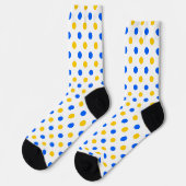 Weiß Blau Gelb Punkte Design  Socken (Linkes Detail)