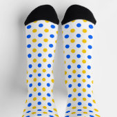 Weiß Blau Gelb Punkte Design  Socken (Oben)