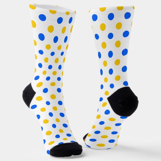 Weiß Blau Gelb Punkte Design  Socken (Gewinkelt)