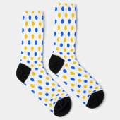 Weiß Blau Gelb Punkte Design  Socken (Rechts)