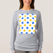 Weiß Blau Gelb Punkte Design T-Shirt (Vorderseite)