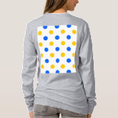 Weiß Blau Gelb Punkte Design T-Shirt (Rückseite)