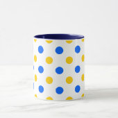 Weiß Blau Gelb Punkte Design  Tasse (Zentrum)