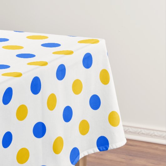 Weiß Blau Gelb Punkte Design Tischdecke (Beispiel)