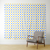 Weiß Blau Gelb Punkte Design Wandteppich (Beispiel (Horizontal))