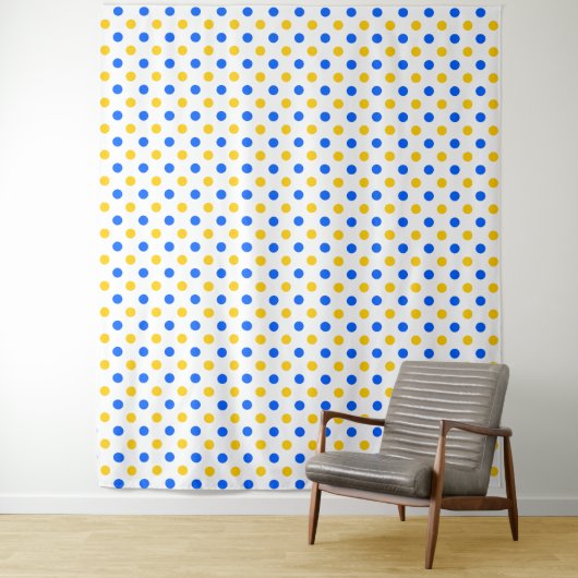 Weiß Blau Gelb Punkte Design Wandteppich (Beispiel)