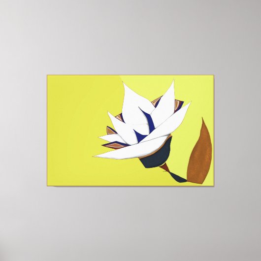 WEISS, BLAU, GOLD LOTUS LEINWANDDRUCK (Vorderseite)