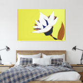 WEISS, BLAU, GOLD LOTUS LEINWANDDRUCK (Insitu (Schlafzimmer))
