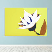 WEISS, BLAU, GOLD LOTUS LEINWANDDRUCK (Insitu (Holzboden))