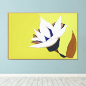 WEISS, BLAU, GOLD LOTUS LEINWANDDRUCK (Insitu (Holzboden))