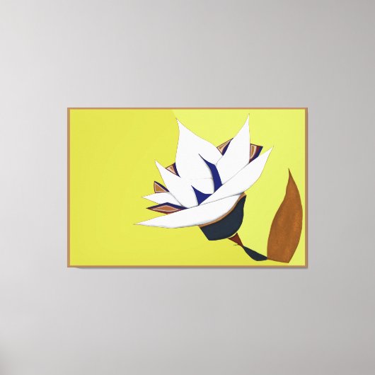 WEISS, BLAU, GOLD LOTUS LEINWANDDRUCK (Vorderseite)