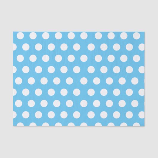 Weiß & blau große mittelgroße Polka-Dot-Party Seidenpapier (Vorderseite)