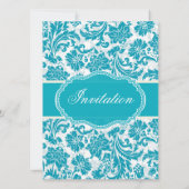 Weiß & blau-grün florales Brautparty laden ein Einladung (Rückseite)