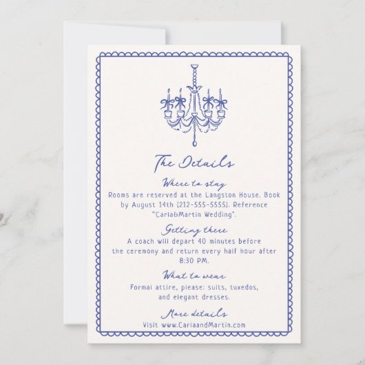 Weiß blau, handgezogene Gehäusekarte Save The Date (Vorderseite)