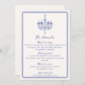 Weiß blau, handgezogene Gehäusekarte Save The Date (Vorne/Hinten)