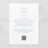 Weiß + Blau | Mit Monogramm QR-Code Hochzeitskalen Begleitkarte (Vorderseite)