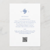 Weiß + Blau | Mit Monogramm QR-Code Hochzeitskalen Begleitkarte (Vorderseite)