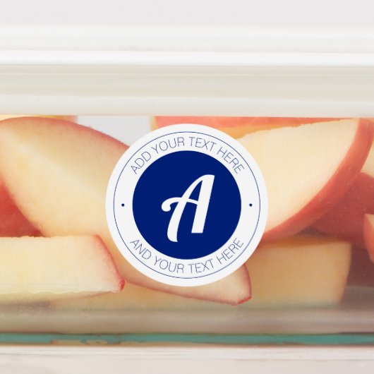 Weiß & blau Monogram oder Logo hinzufügen Waterpro Etiketten (Befestigt)