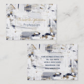 Weiß Blau und Gold Pinselstriche Visitenkarte (Vorne/Hinten)