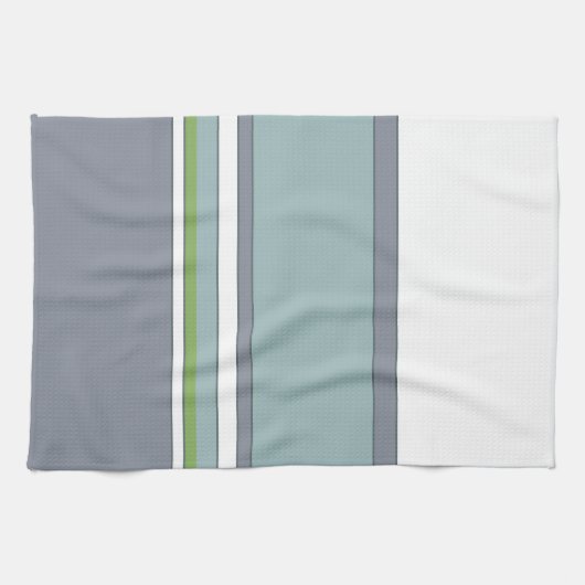 Weiß Blau und Grau Geschirrtuch (Horizontal)