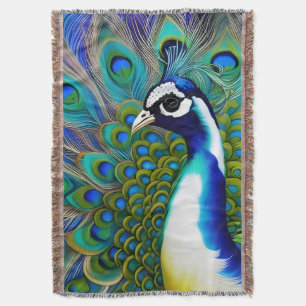 Weiß blau und grün Piebald Peacock Decke