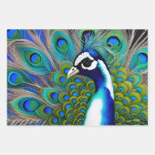 Weiß blau und grün Piebald Peacock Geschenkpapier Set (Vorderseite 3)