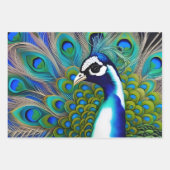 Weiß blau und grün Piebald Peacock Geschenkpapier Set (Vorderseite 2)