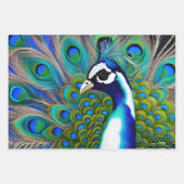 Weiß blau und grün Piebald Peacock Geschenkpapier Set (Vorderseite)