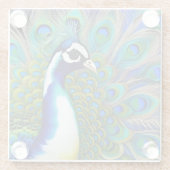 Weiß blau und grün Piebald Peacock Glasuntersetzer (Rückseite)