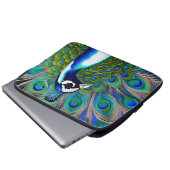 Weiß blau und grün Piebald Peacock Laptopschutzhülle (Vorne Knopf)